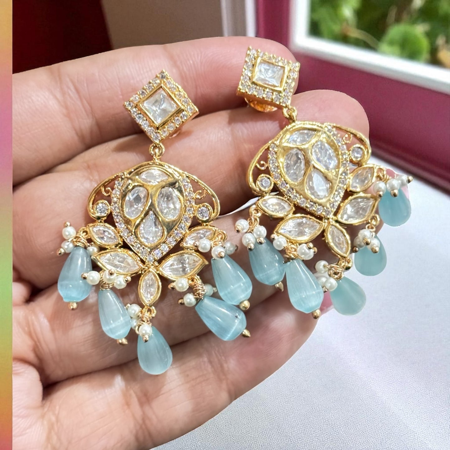 Royal Turquoise Polki Choker set