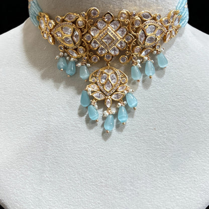 Royal Turquoise Polki Choker set