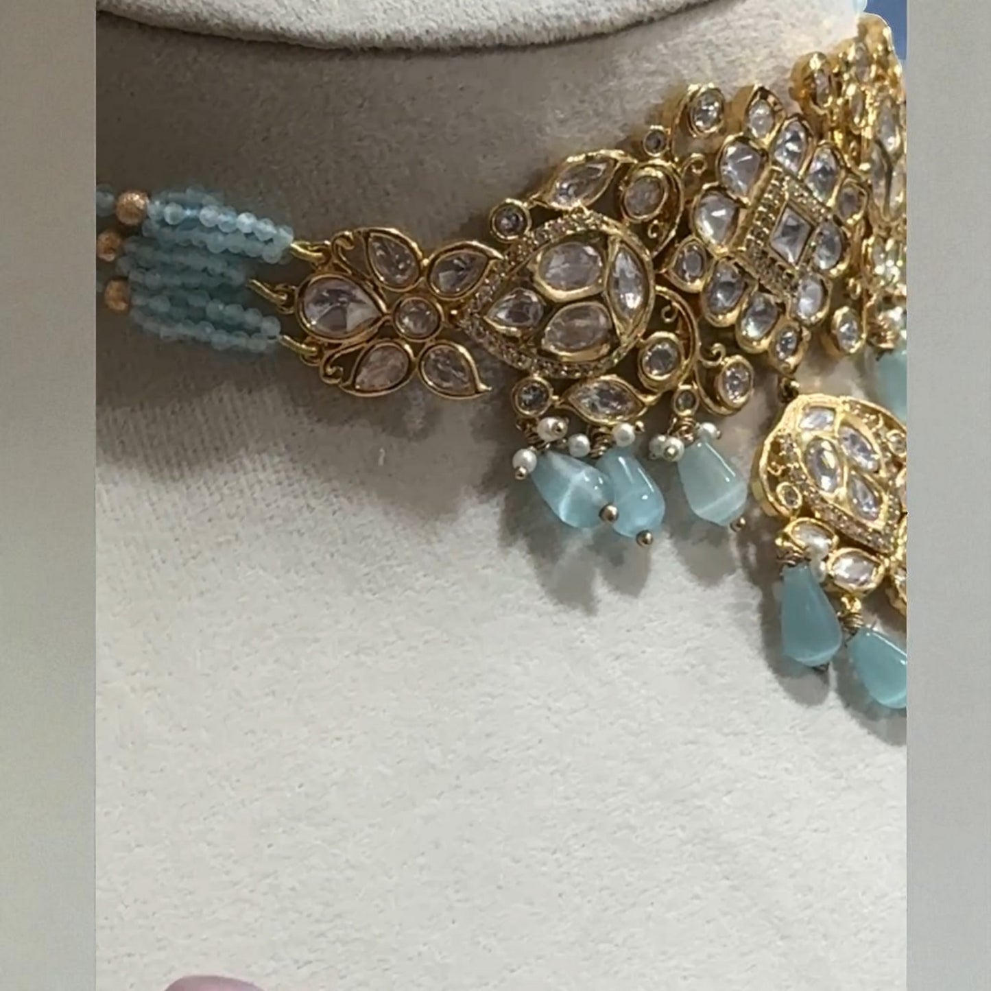 Royal Turquoise Polki Choker set