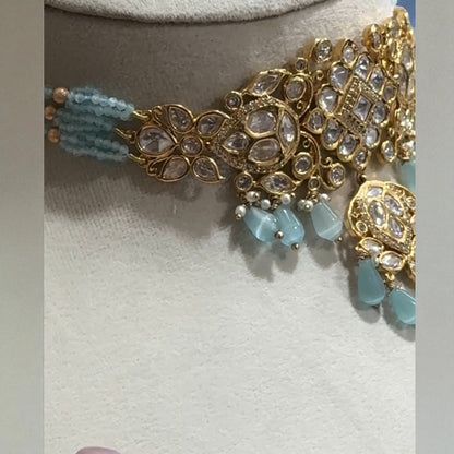 Royal Turquoise Polki Choker set