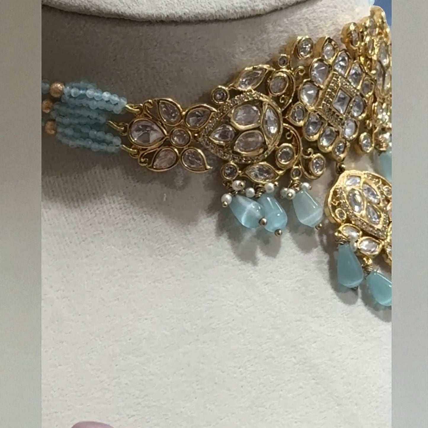 Royal Turquoise Polki Choker set