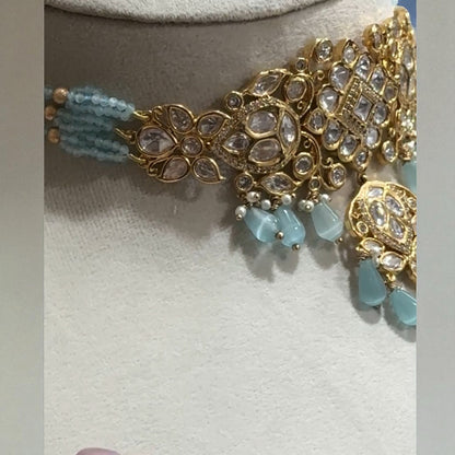 Royal Turquoise Polki Choker set