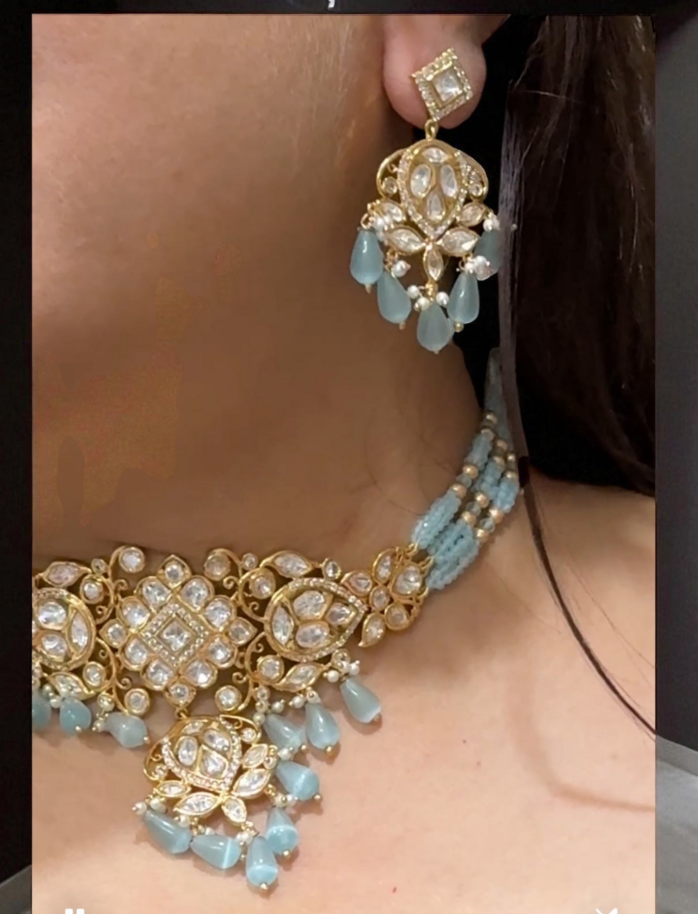 Royal Turquoise Polki Choker set