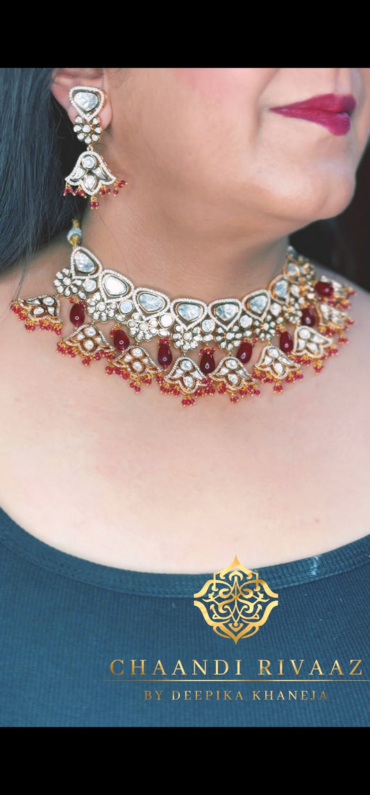 Ruby Polki Designer Necklace set